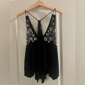Flowy boho draped and loose black tank top - summer ready